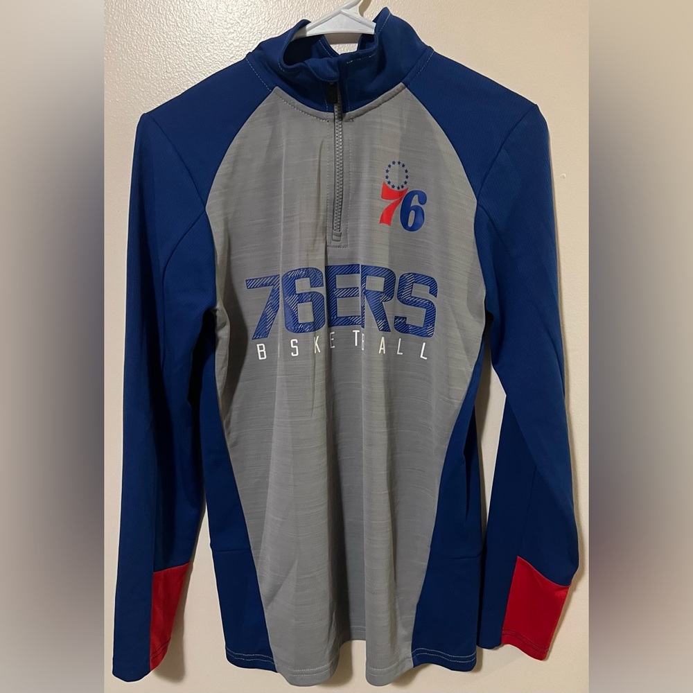 NBA Youth Quarter Zip 76ers Long-Sleeve performance Pullover Size L
